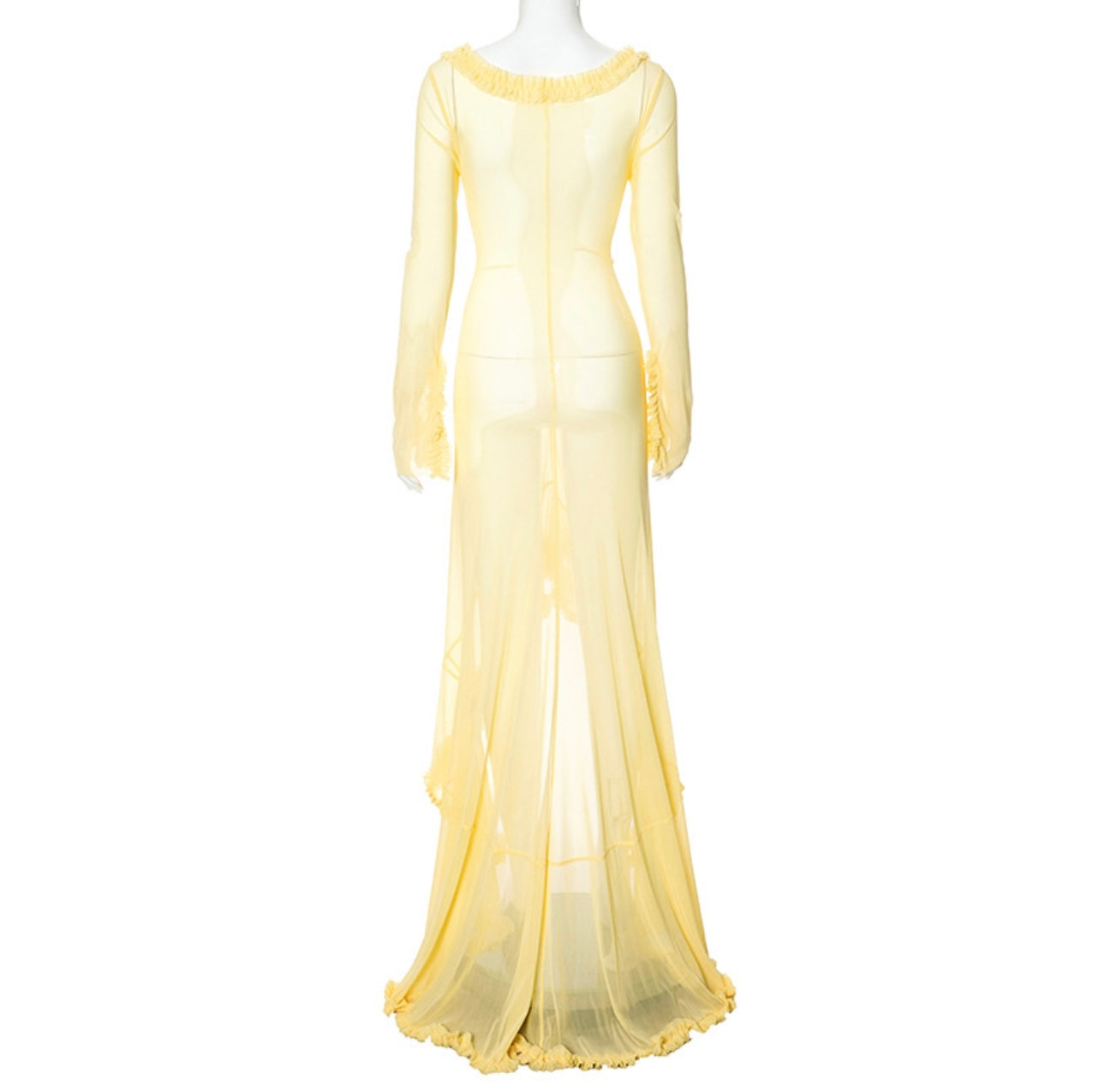 Golden Whisper long chiffon dress