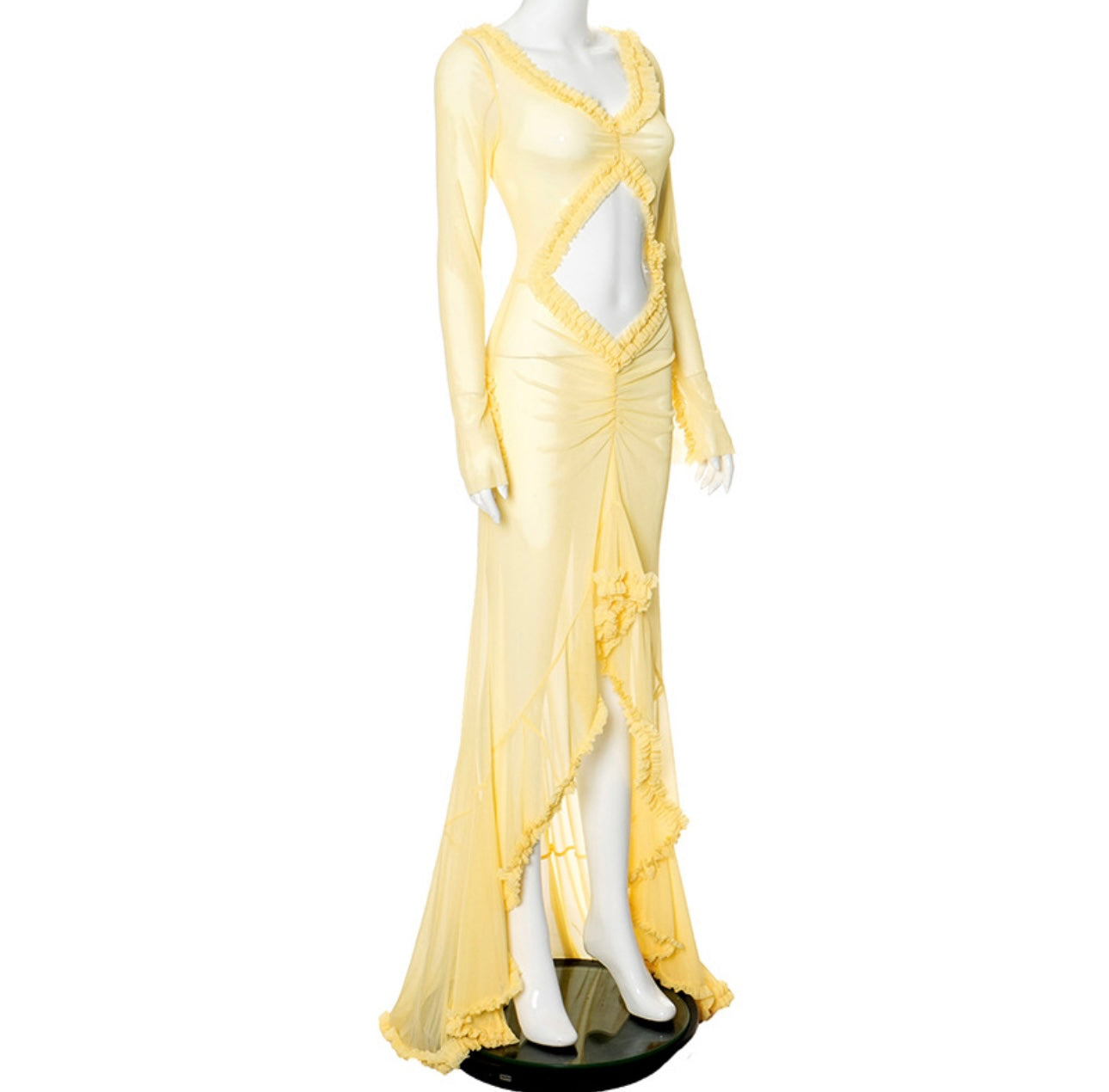 Golden Whisper long chiffon dress